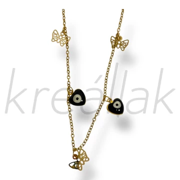 Fekete szívvel arany bokalánc 