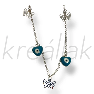 Kék szív bokalánc ezüst színben 