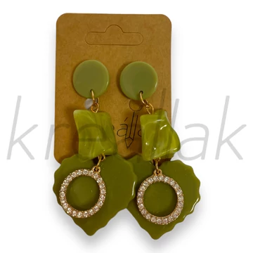 Fülbevaló - Zöld szíves lelógó fülbevló