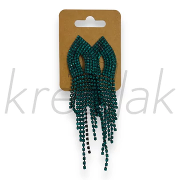 Fülbevaló - Köves lelógó fülbevaló zöld