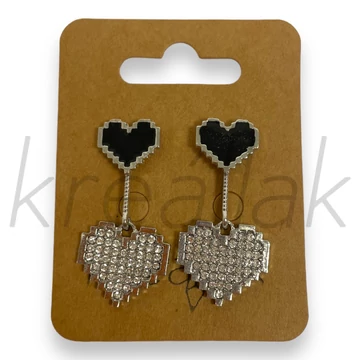 Fülbevaló - Szíves köves ezüstös fülbevaló