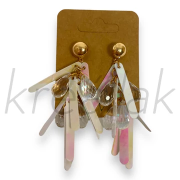 Fülbevaló - Fehér flitteres fülbevaló