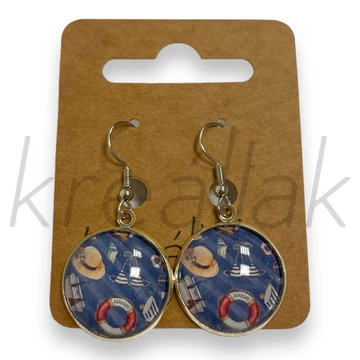 Fülbevaló - Üveglencsés tengeres fülbevaló