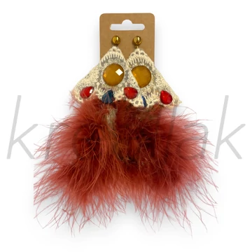 Fülbevaló - Hosszú dekoratív , tollas fülbevaló