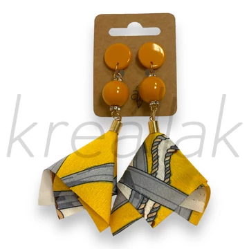 Fülbevaló - Sárga textil díszes fülbevaló