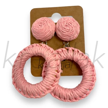 Fülbevaló - Rózsaszín szalma fülbevaló