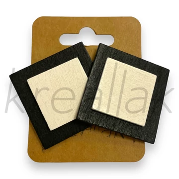 Fülbevaló - Fekete -fehér kocka lapos fülbevaló