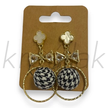 Fülbevaló - Tyúklábmintás masnis fülbevaló