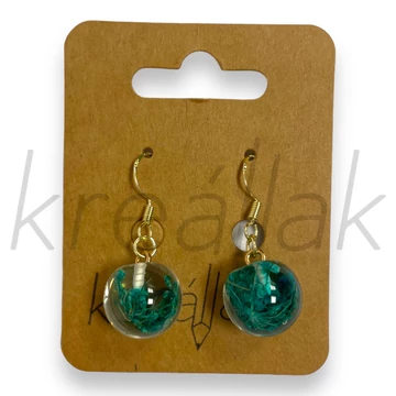 Fülbevaló - Üveggolyó fülbevaló kék virággal