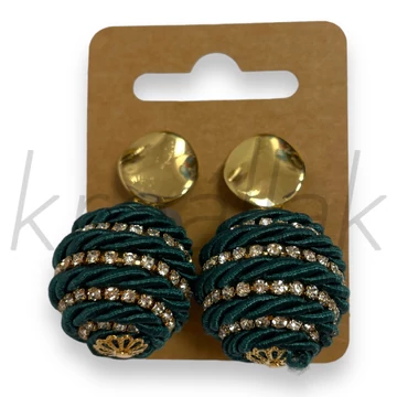 Fülbevaló - Zsinóros zöld gömb fülbevaló