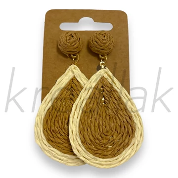Fülbevaló - Beige -krém natúrszalma  fülbevaló