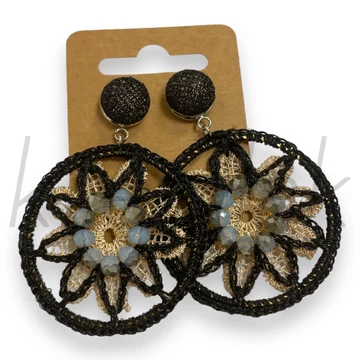 Fülbevaló - Horgolt,arany virágos fülbevaló