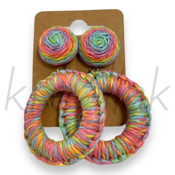 Fülbevaló - Szivárványos szalma fülbevaló