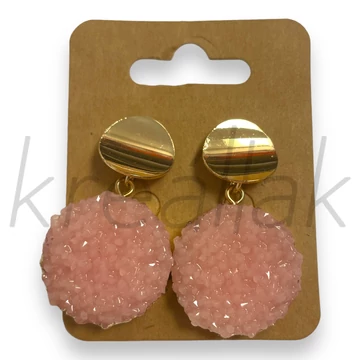 Fülbevaló - Rózsaszín kristályszemcsés fülbevaló