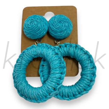 Fülbevaló - Türkízkék szalma fülbevaló