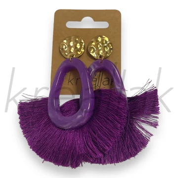 Fülbevaló - Lila plasztik,bojtos fülbevaló