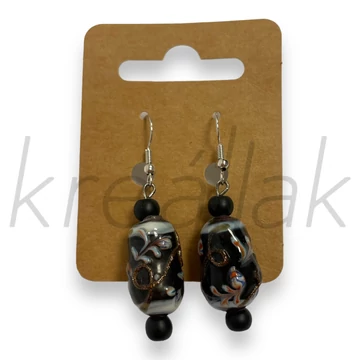 Fülbevaló - Fekete festett cseh üveggyöngy fülbevaló