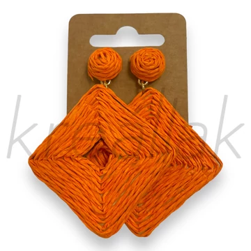 Fülbevaló - Narancs szalma rombusz fülbevaló
