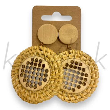 Bézs fa ,szalma fülbevaló