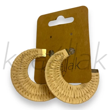 Fülbevaló - Bézs szalma fülbevaló félkör