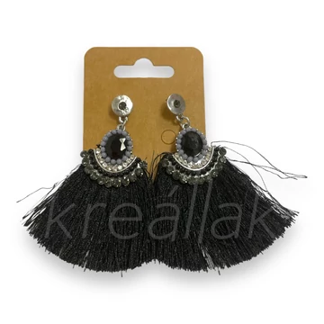 Fülbevaló - Fekete bojtos fülbevaló