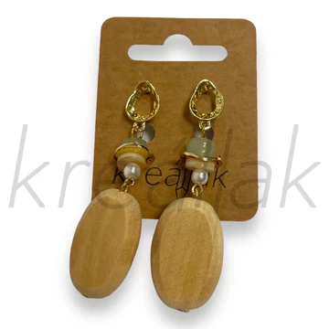 Fülbevaló - Dekoratív fa gyöngyös fülbevaló