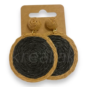 Fülbevaló - Kerek szalma fülbevaló fekete