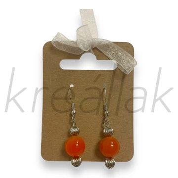 Fülbevaló - Festett achát fülbevaló narancs
