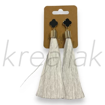 Fülbevaló - Fehér hosszú bojtos fülbevaló