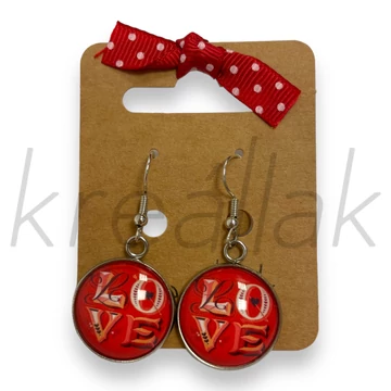 Fülbevaló - Üveglencsés Love felirat fülbevaló