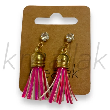 Fülbevaló - Bőr bojtos fülbevaló