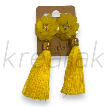 Fülbevaló - Sárga bojtos virágos fülbevaló