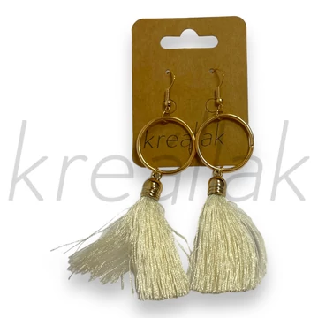 Fülbevaló - Törtfehér bojtos fülbevaló