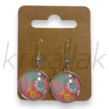 Fülbevaló - Virágos üveglencsés fülbevaló