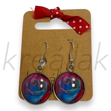 Fülbevaló - Rózsás üveglencsés fülbevaló