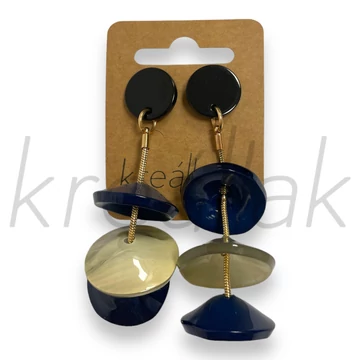Fülbevaló - Plasztik lapos, lógós fülbevaló kék