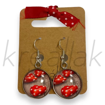 Fülbevaló - Üveglencsés szíves fülbevaló