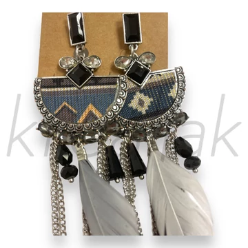 Fülbevaló - Láncos,köves fülbevaló fekete