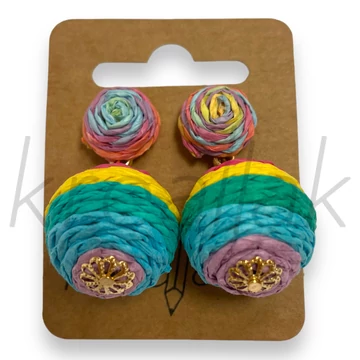 Fülbevaló - Színes gömb szalma fülbevaló