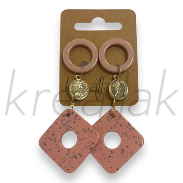 Fülbevaló - Plasztik rózsaszín fülbevaló,lógos