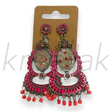 Fülbevaló - Dekoratív pink lelógó fülbevaló