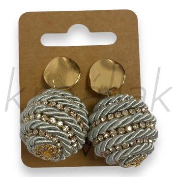 Fülbevaló - Zsinóros ,köves fülbevaló szürke