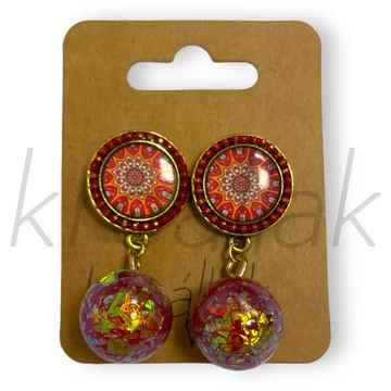 Fülbevaló - Manda mintás gömb fülbevaló