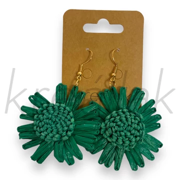 Fülbevaló - Virág szalma fülbevaló zöld