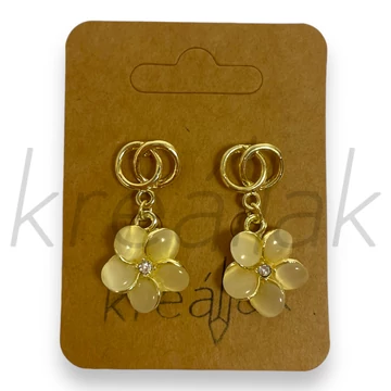 Fülbevaló - Arany színű köves virág fülbevaló