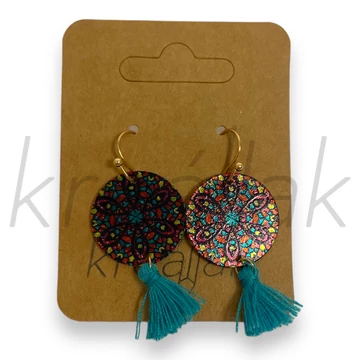 Fülbevaló - Mandala mintás bojtos fülbevaló