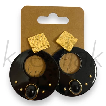 Fülbevaló - Fekete plasztik körlapos fülbevaló