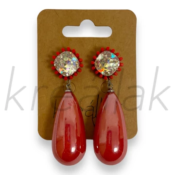 Fülbevaló - Köves ,gyöngyös fülbevaló piros