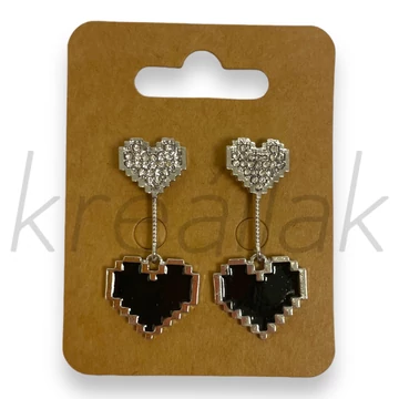 Fülbevaló - Szíves köves ezüstös fülbevaló