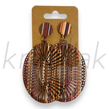 Fülbevaló - Nyomott mintás fa fülbevaló